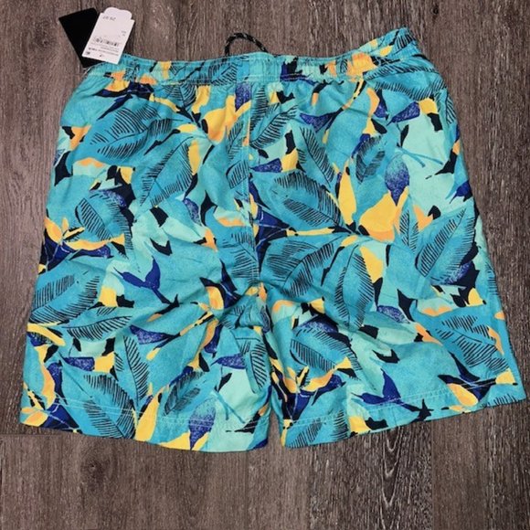 NORDSTROM Men's Tropical Print Board Shorts Size Medium M Teal Yellow Swim NWT - Picture 4 of 4